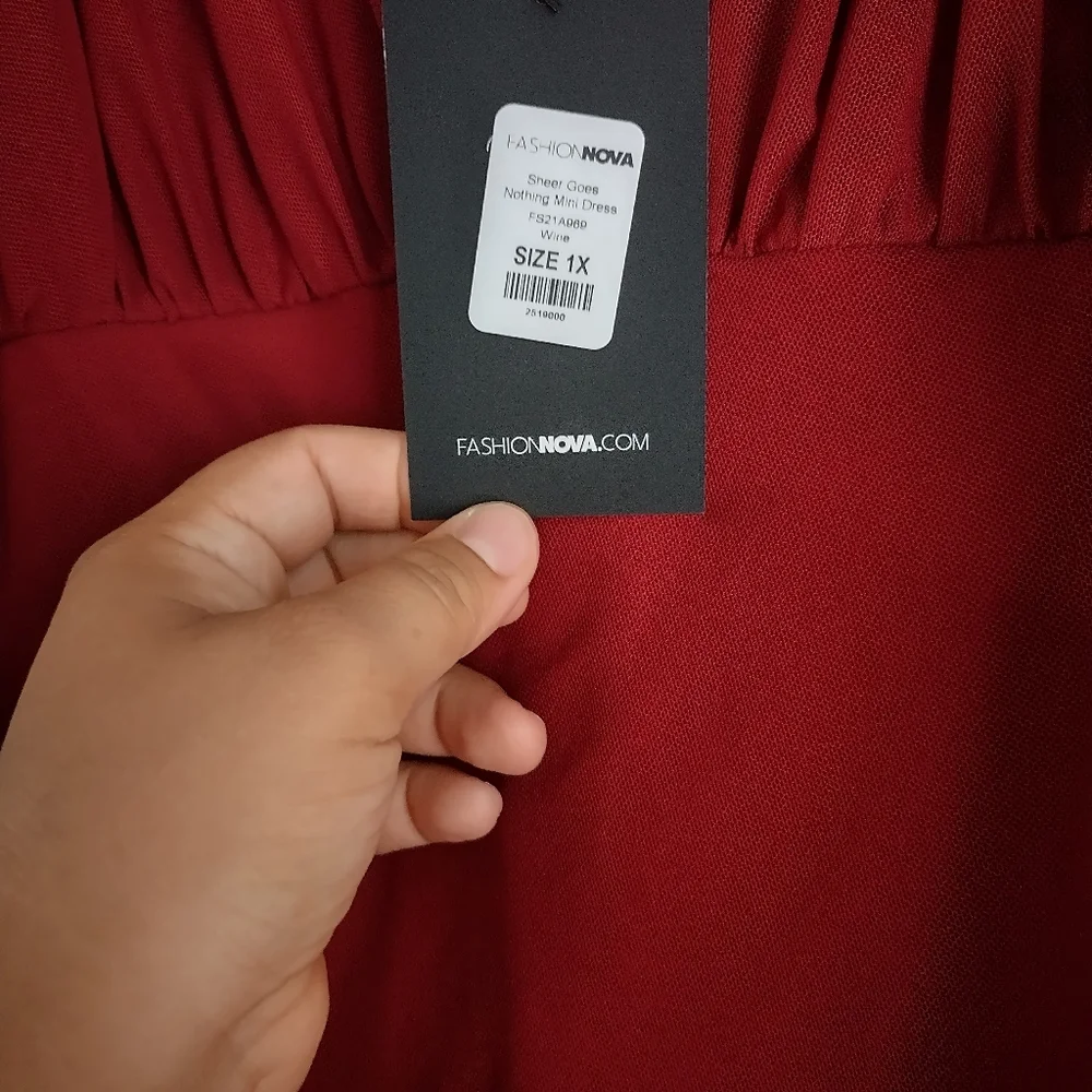 Sheer Goes Nothing Mini Dress "wine" - Picture 3 of 4